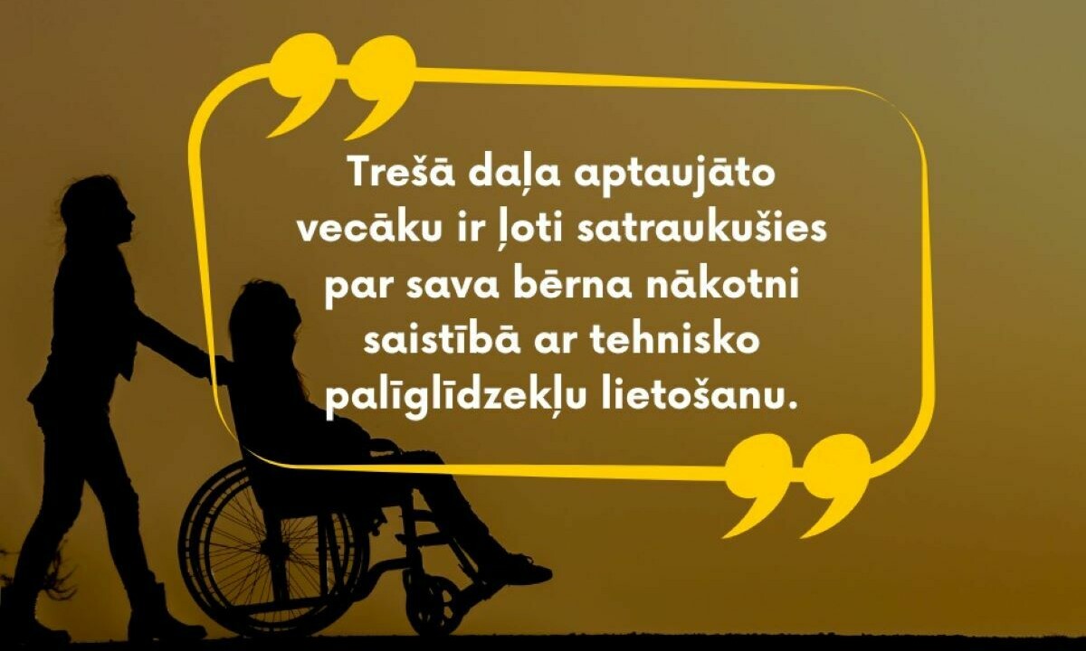 Aptaujas rezultāti liecina, ka tikai 51,9% vecāku ir apmierināti ar bērnu tehnisko palīglīdzekļu atbalsta sistēmu